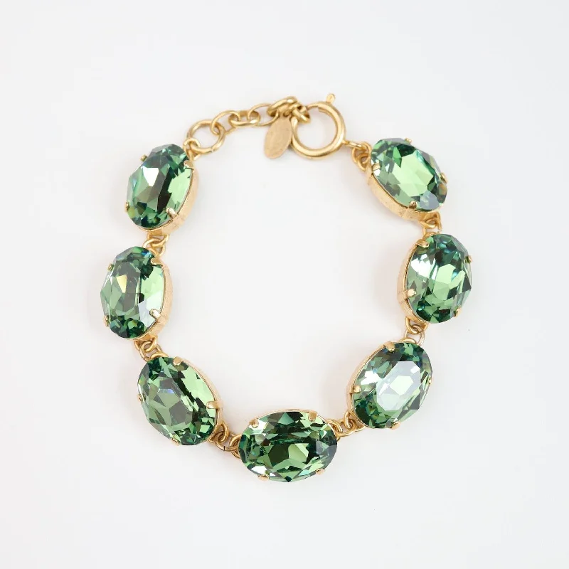 Large Oval Marine Crystal Link Bracelet