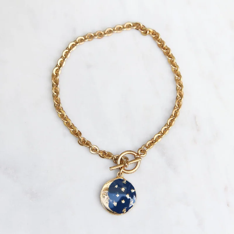 Enamel Moon Charm Bracelet