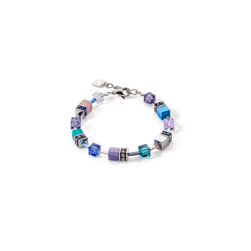 Turquoise & Purple Cat Eye GeoCube Bracelet