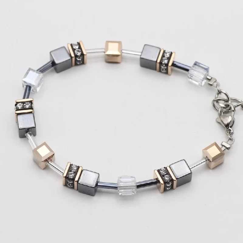 HEMATITE GEO CUBE BRACELET