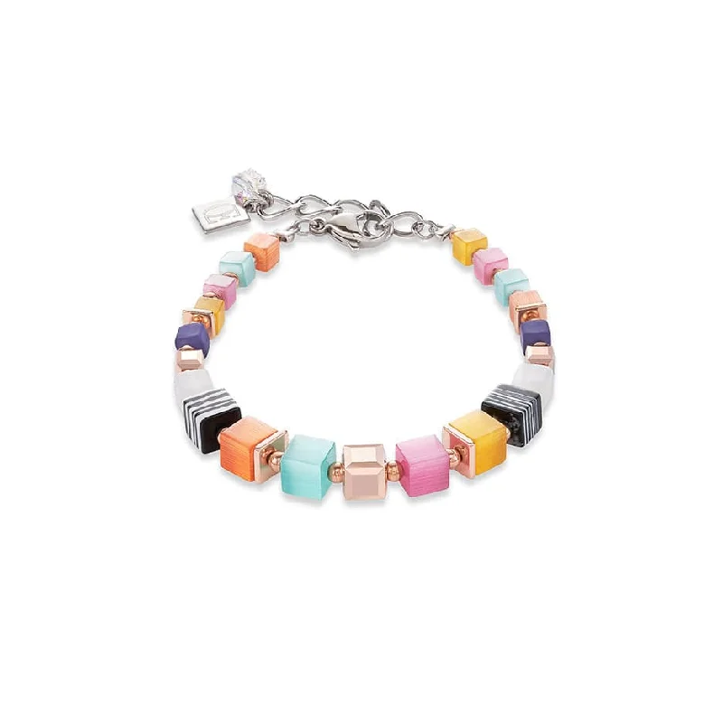 Orange, Purple, Yellow, And Pink Cat Eye Bracelet