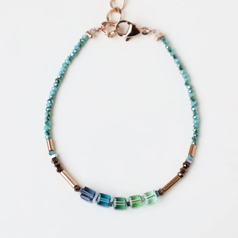 Shades Of Green Geo Cube Bracelet