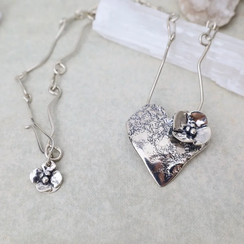 Heart with Dogwood Flower Necklace