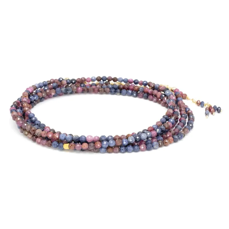 Pink & Blue Sapphire Wrap Bracelet & Necklace