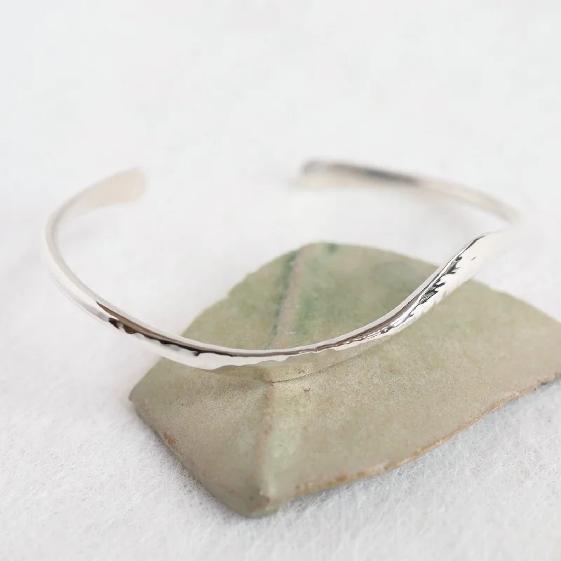 Hammered Single Wave Cuff Bracelet