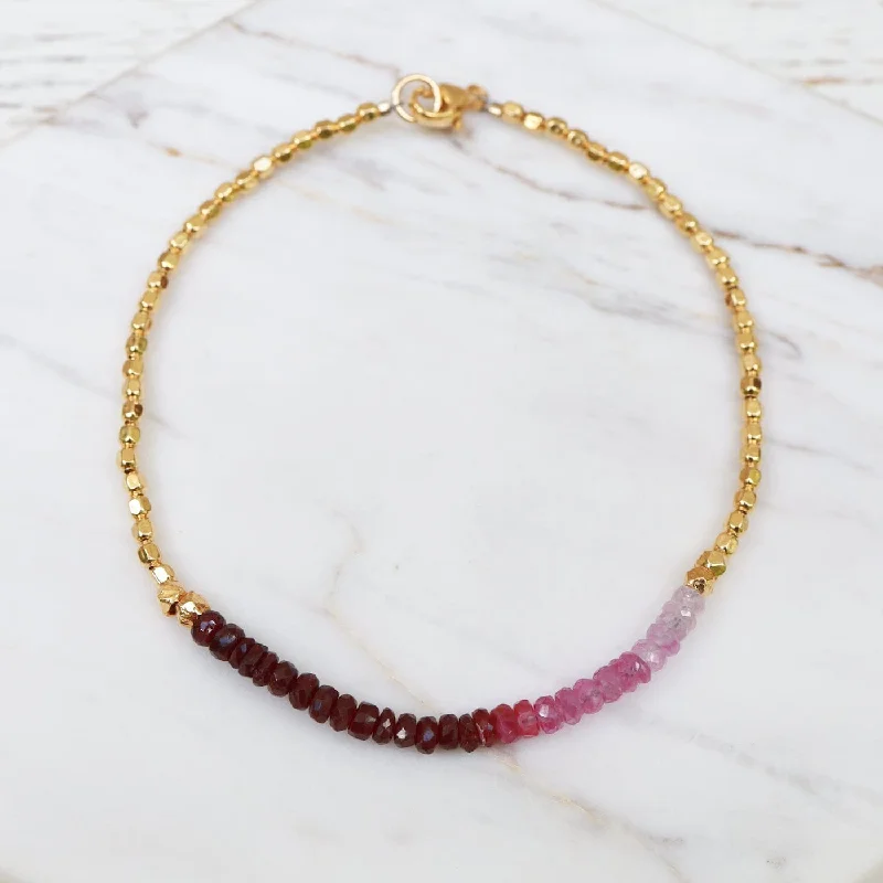 Gemstone Rondelle Bracelet in Ruby Fade