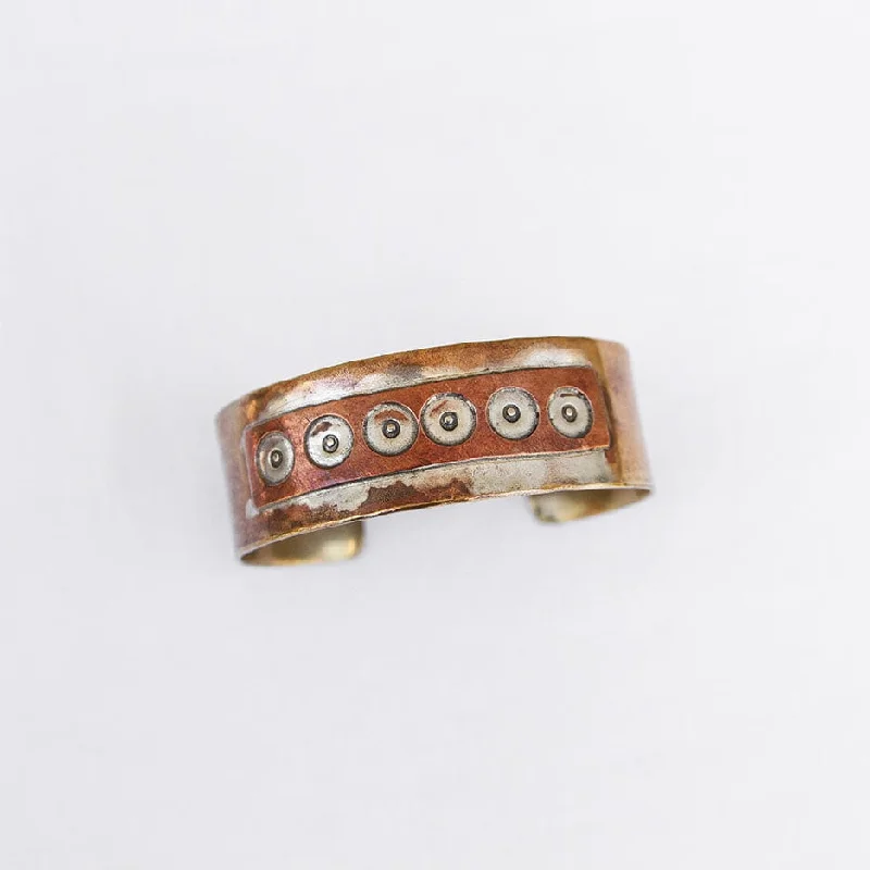 Brass & Copper Cut Out Dots Cuff Bracelet