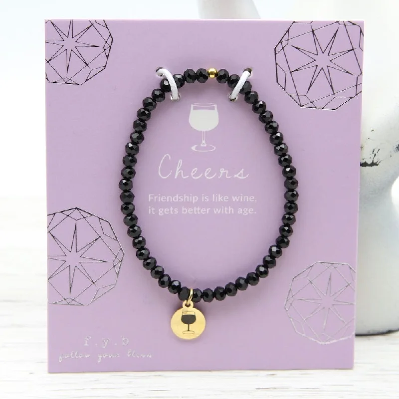 Cheers ~ Stretchy Black Crystal Bracelet