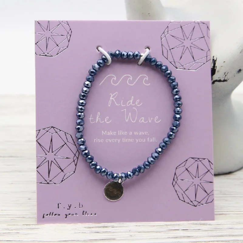 Ride the Wave ~ Stretchy Navy Crystal Bracelet