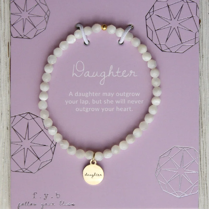 Daughter - Stretchy Mother of Pearl Bracelet