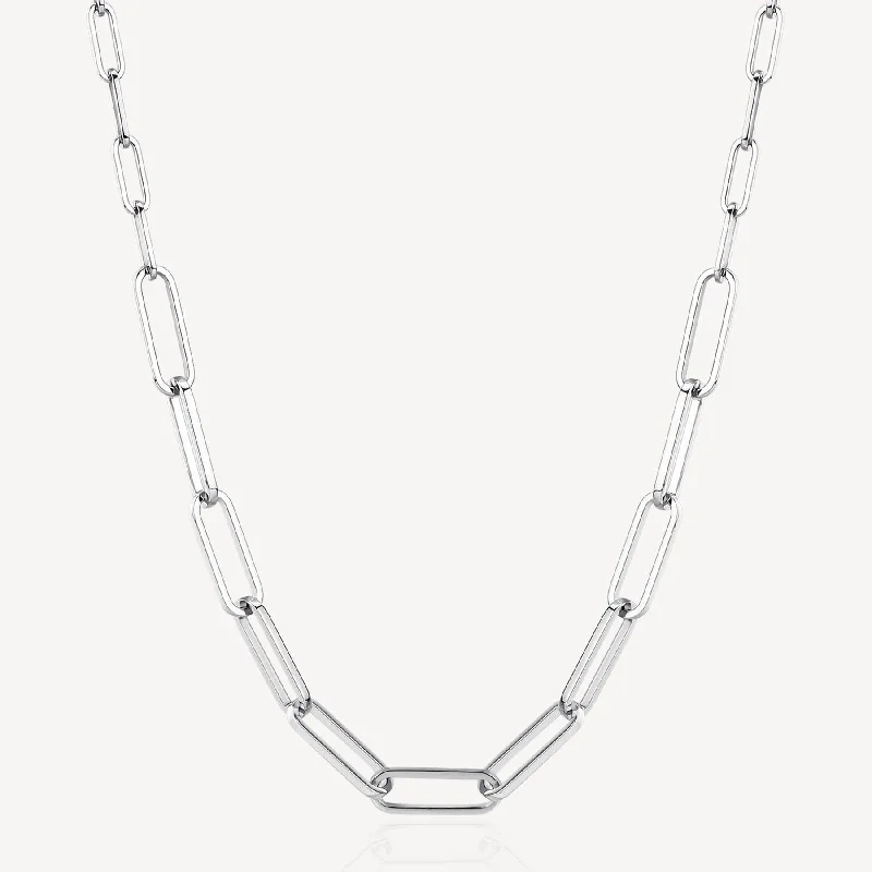 Stainless Steel Long Graduating Oval Link Chain Necklace