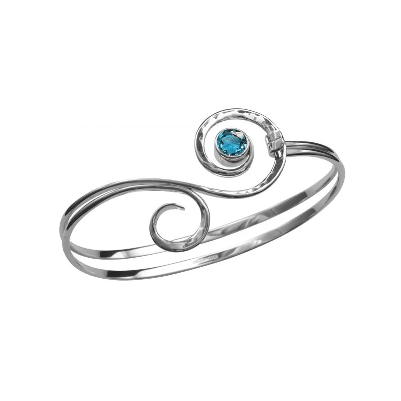 Fiddlehead Bracelet with Blue Topaz