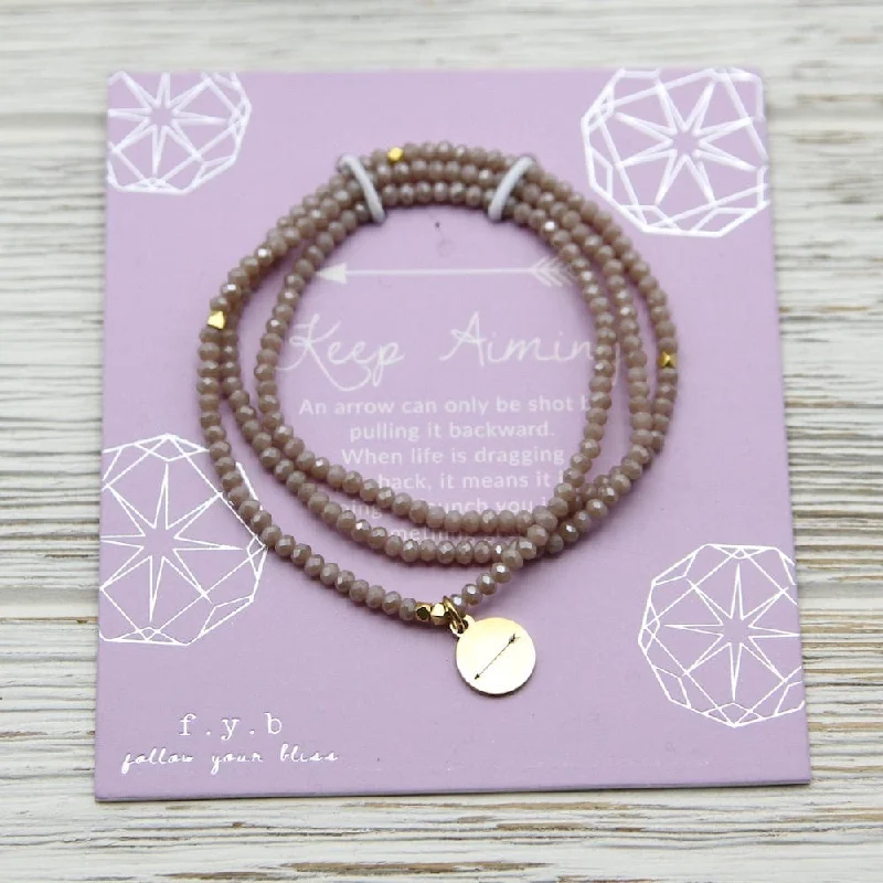 Keep Aiming ~ Stretchy Nude Crystal Wrap Bracelet