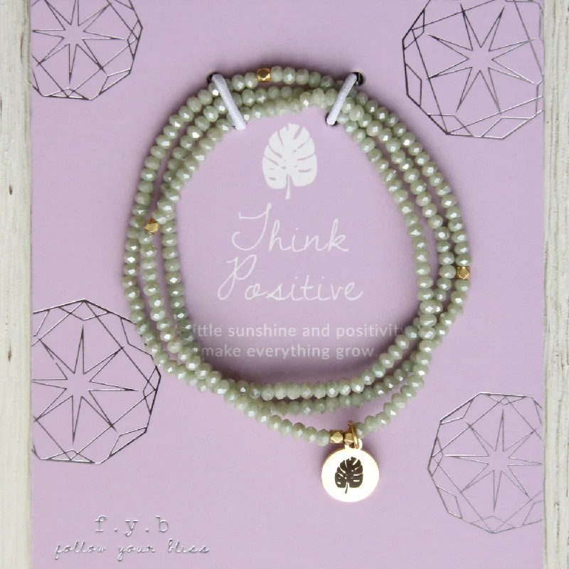 Think Positive - Stretchy Sage Green Crystal Wrap