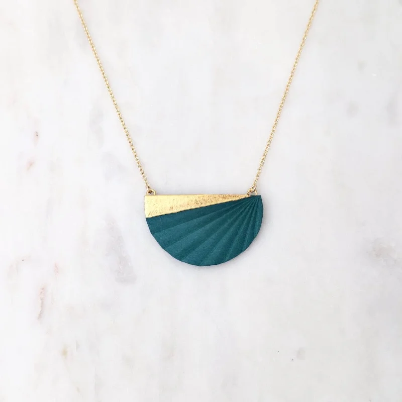 Teal Chiton Necklace Wide