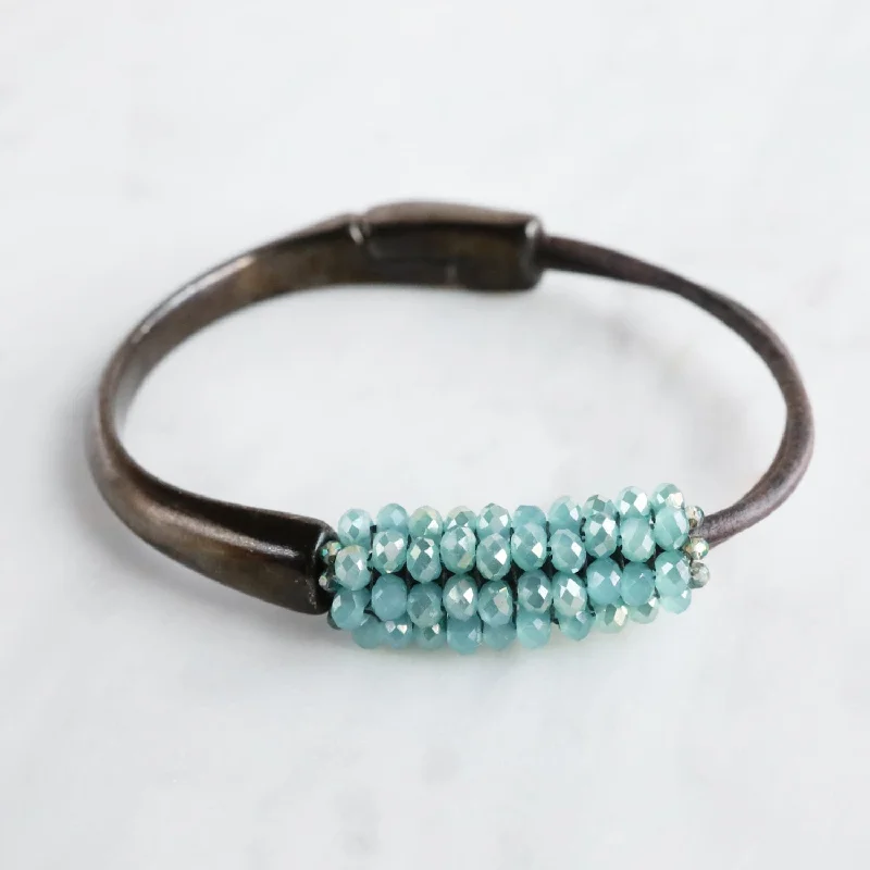 Hand stitched Aqua Mist Crystals Bracelet