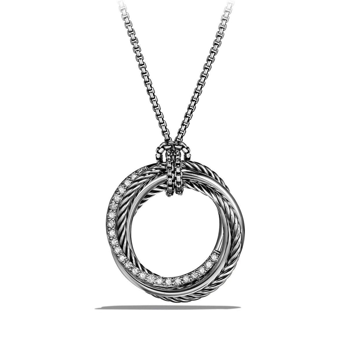 David Yurman Pave' Round Crossover Necklace