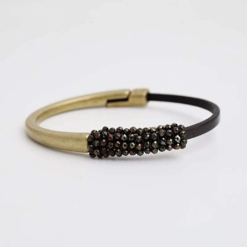 Hand Stitched Mystic Brown Spinel Half Cuff Bracelet