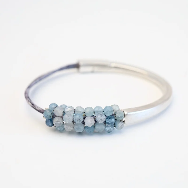 Hand Stitched Shaded Aquamarine 1.2 Cuff Bracelet