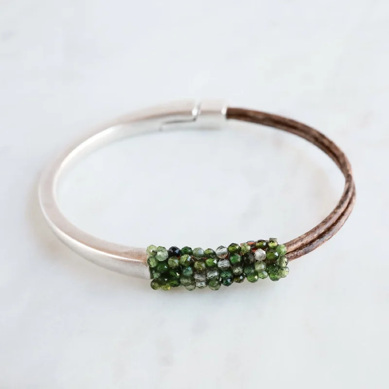 Hand Stitched Tiny Green Topaz Bracelet