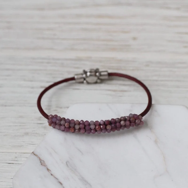 Small Rubies Hand Stitched Bracelet