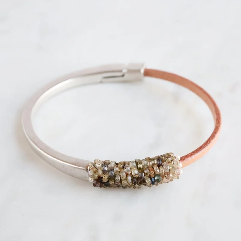 Hand Stitched Micro Faceted Zircon Bracelet