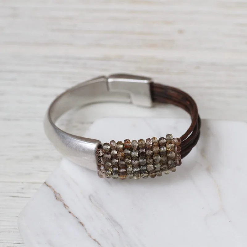 Earth Tone Zircon 1/2 Cuff Bracelet