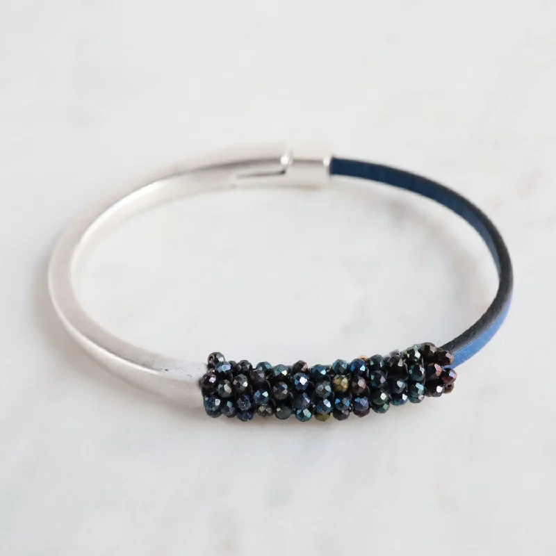 Hand Stitched Mystic Blue Spinel Bracelet