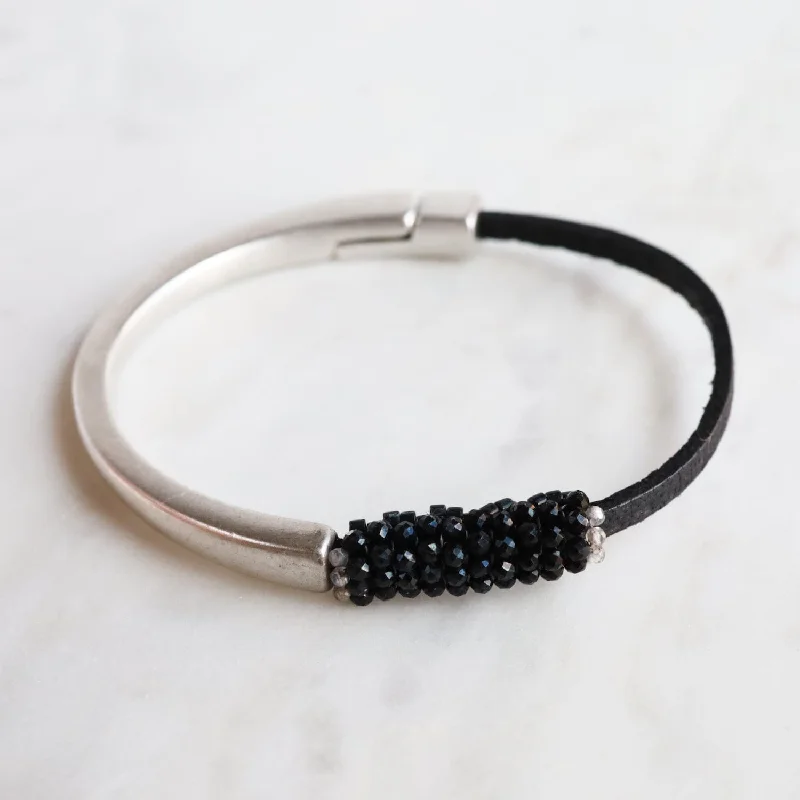 Hand Stitched Black Spinel Bracelet