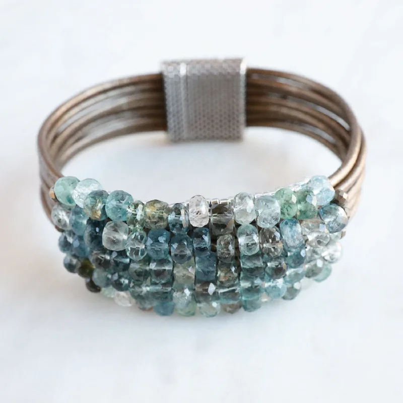 Hand Stitched Copper Infused Aquamarine Bracelet