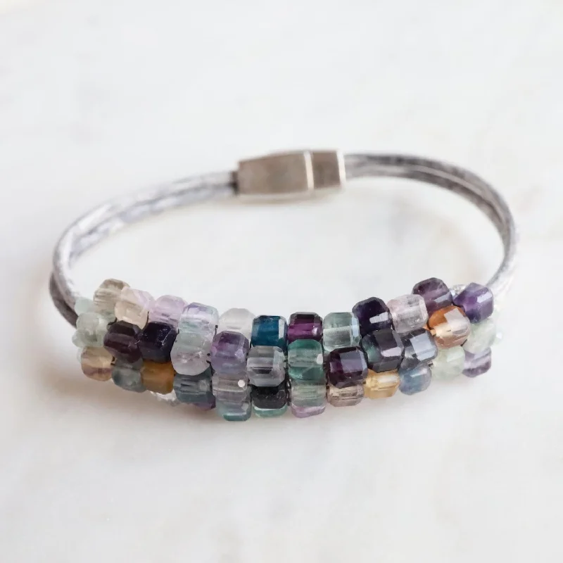 Hand Stitched Fluorite Cubes Bracelet