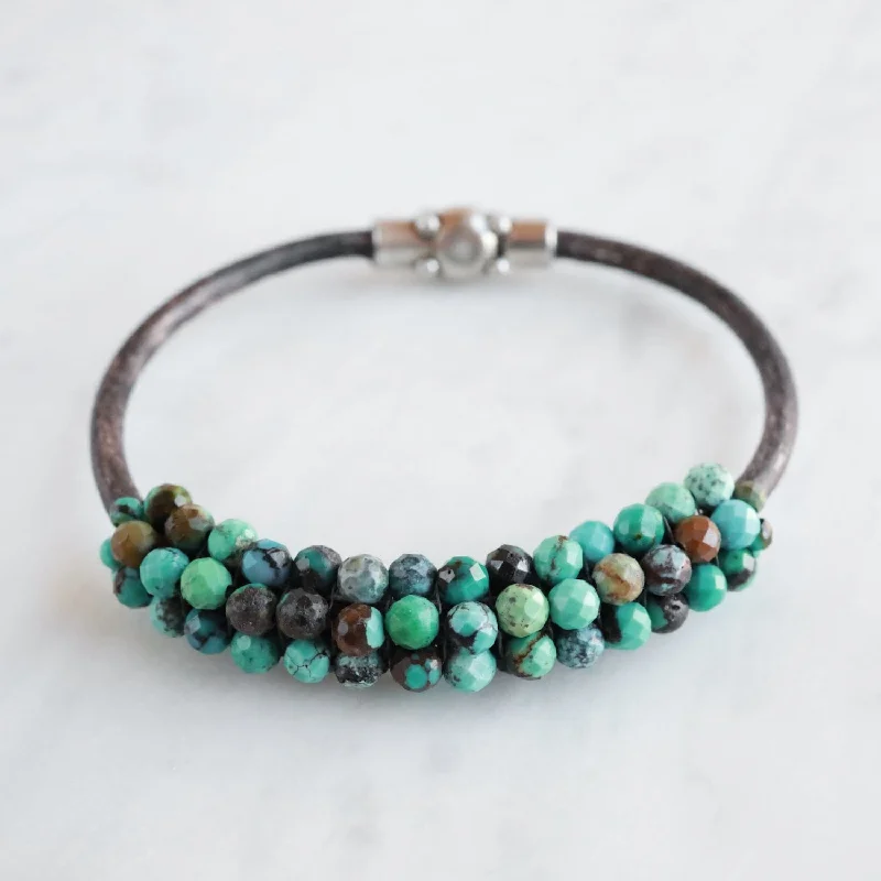 Hand Stitched Green Turquoise Bracelet