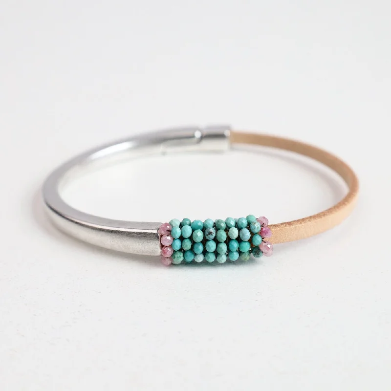 Tiny Natural Turquoise 1/2 Cuff Bracelet