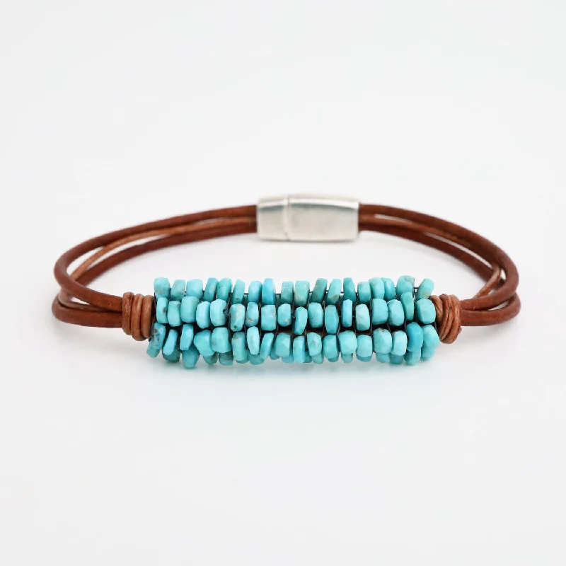 Sleeping Beauty Turquoise Leather Bracelet