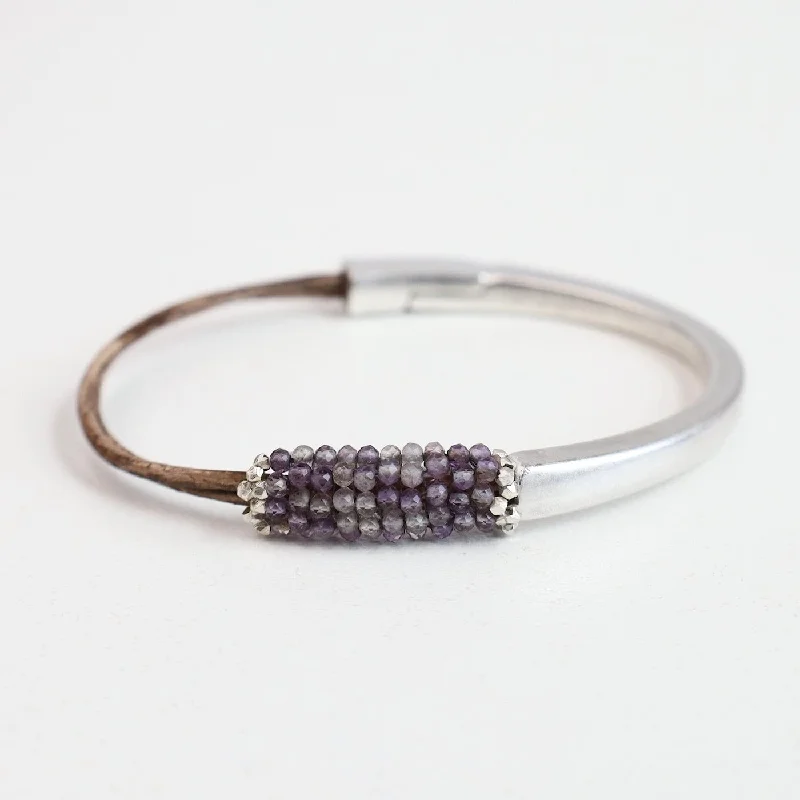 Coated Amethyst 1/2 Cuff Bracelet