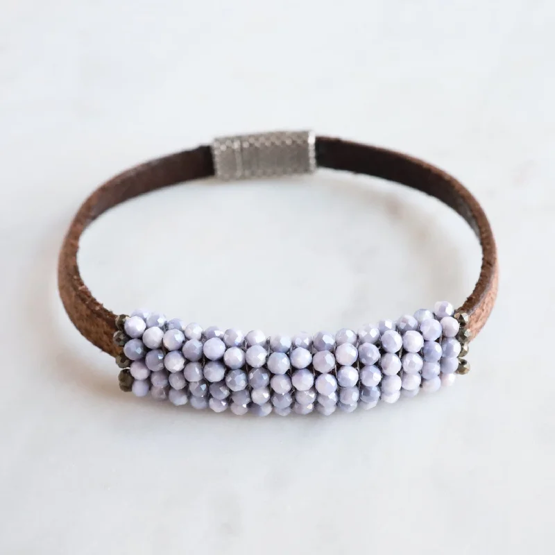 Hand Stitched Lavender Coated Moonstones Bracelet