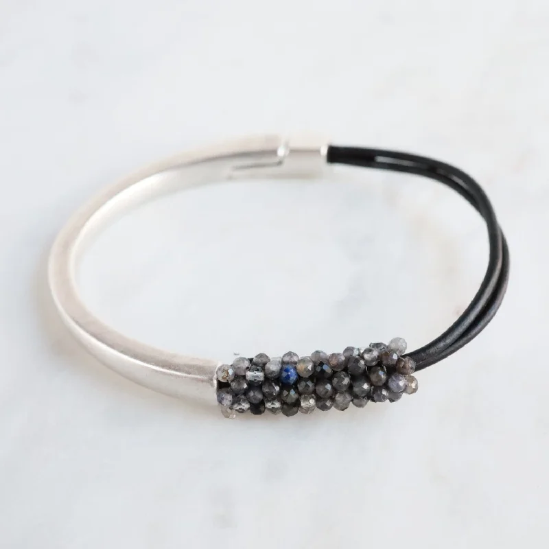 Hand Stitched Black Iolite & Smokey Lab Mix Bracelet