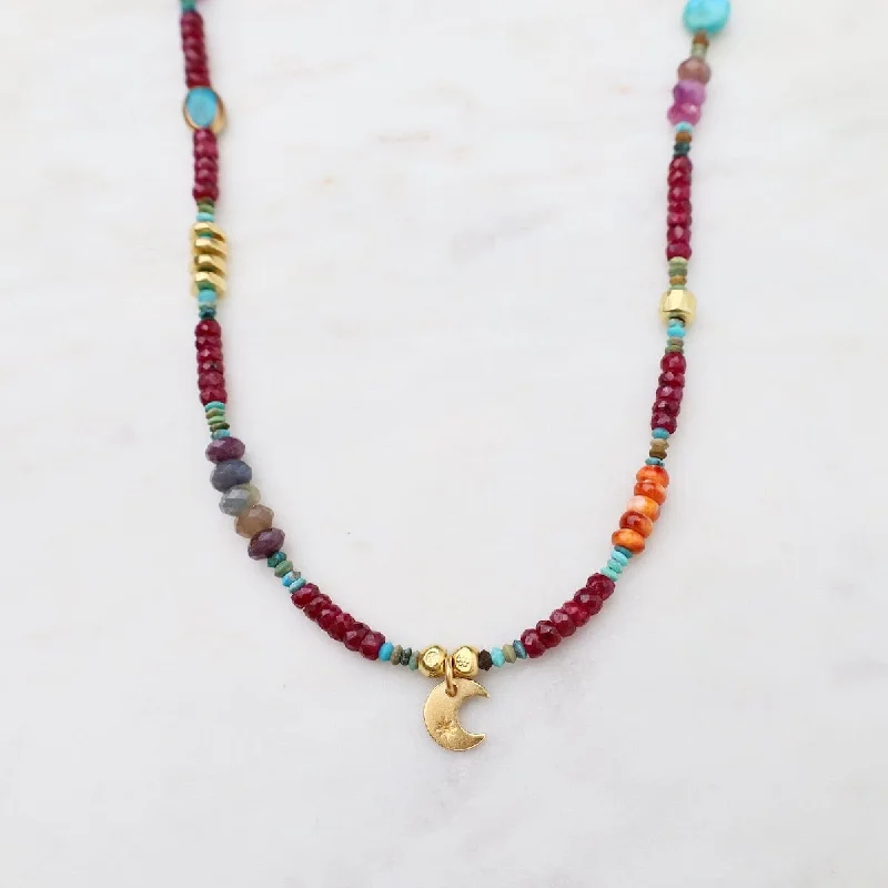 Circus Train with Ruby & Crescent Moon Necklace