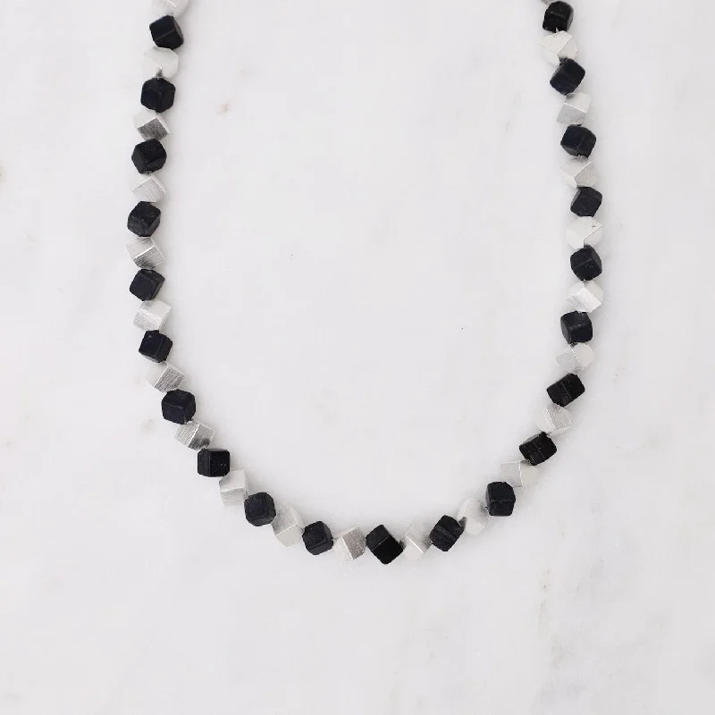 Small Cube and Onyx Necklace