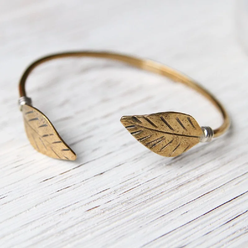 Double Leaf Brass Cuff