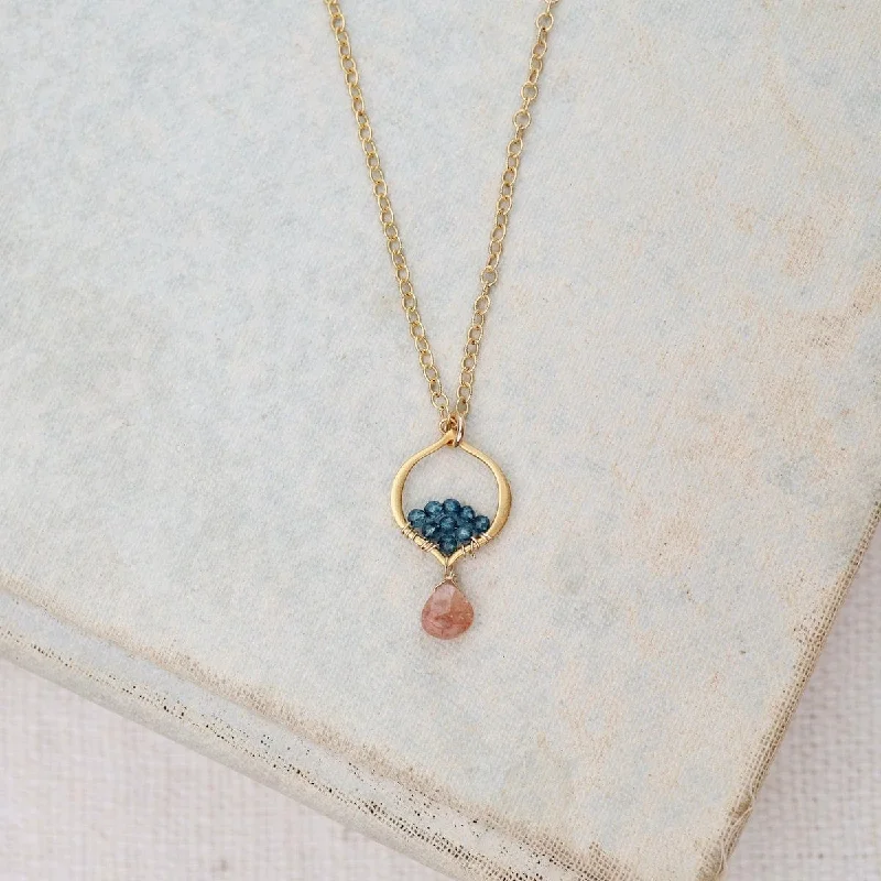 Tiny Arabesque Necklace with Sunstone