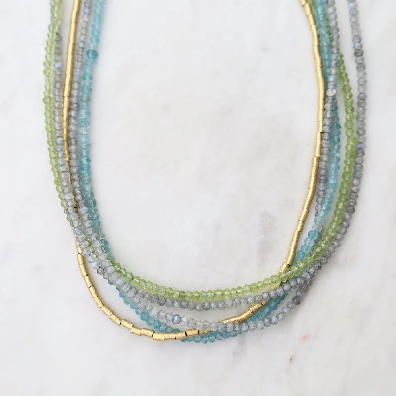 Multistrand Labradorite, Peridot, & Apatite Necklace