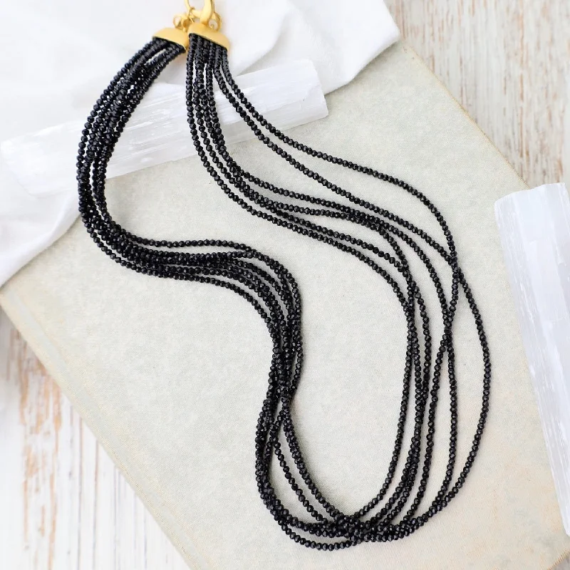 Multi Strand Black Spinel Necklace