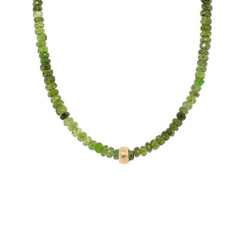 Natural Green Tourmaline Gemstone 'Boulder Bead' Necklace