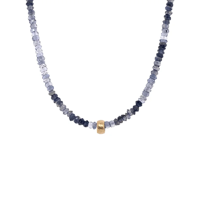 Natural Iolite Gemstone 'Boulder Bead' Necklace