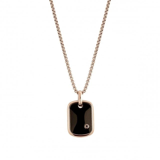 Nomination Mens Steel & Rose PVD Dog Tag Necklace