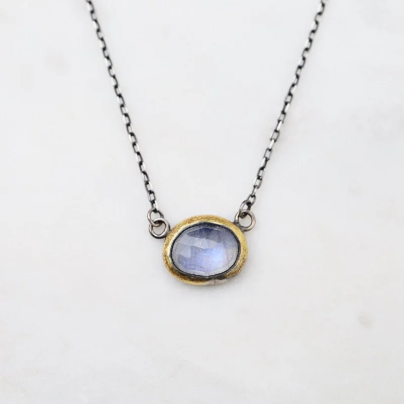 Moonstone Petite Crescent Rim Necklace