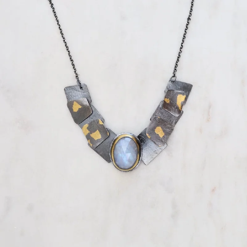 Moonstone Speckled Pivot Drop Necklace