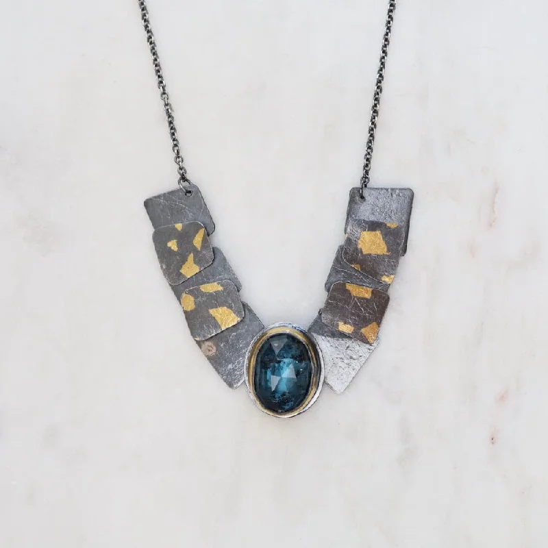 Speckled Pivot Drop Necklace with Teal Kyanite