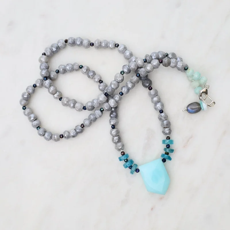 Grey Moonstone with Chalcedony Necklace